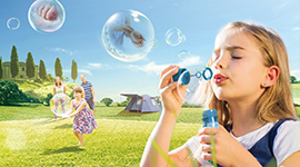 正大通用藥業快速止癢皮膚用藥平面海報創意廣告吹泡泡篇