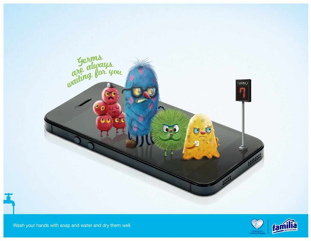 上海廣告設計公司：Familia 洗手液肥皂平面廣告創意設計3-手機篇