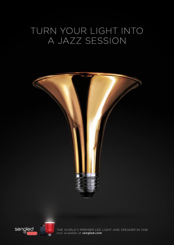 上海廣告設計公司分享Sengled PulseLED燈泡平面廣告創(chuàng)意設計2-喇叭篇