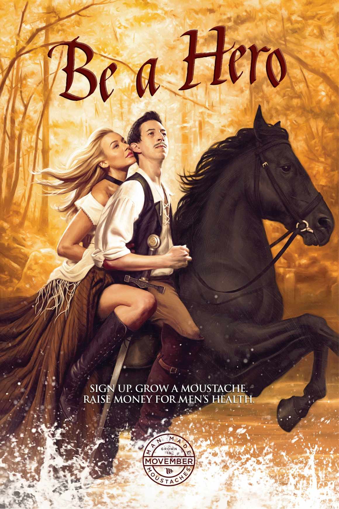 新西蘭Movember蓄須捐助男性健康平面海報廣告創意設計-上海廣告策劃公司“騎馬篇”3