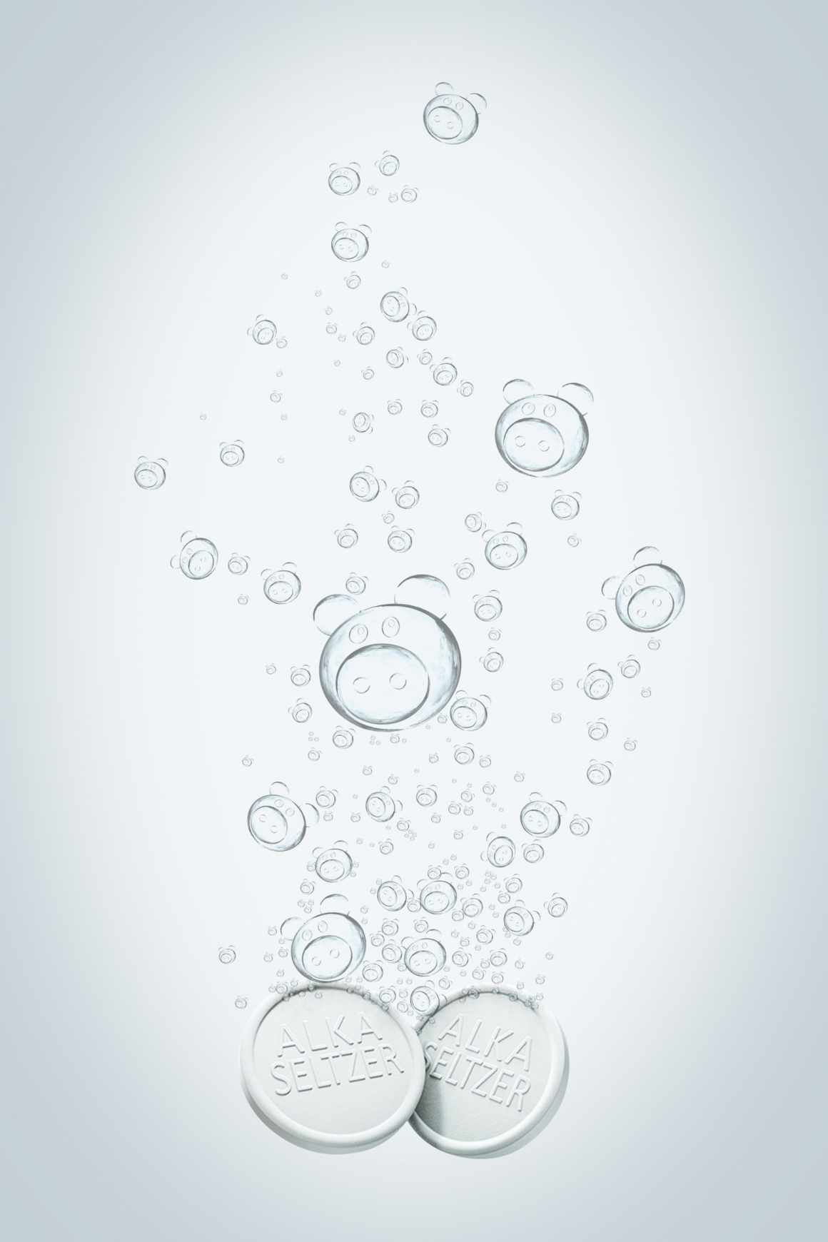 上海廣告設(shè)計公司分享-bayer 拜耳Alka Seltzer 黃金養(yǎng)胃泡騰片平面廣告創(chuàng)意設(shè)計- 豬篇