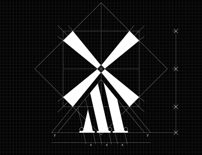 農業產品品牌策劃設計——秘魯Molino Rojo紅磨坊雜交水稻品牌形象再設計，包裝設計——標志設計網格圖——尚略廣告品牌策劃與廣告設計公司