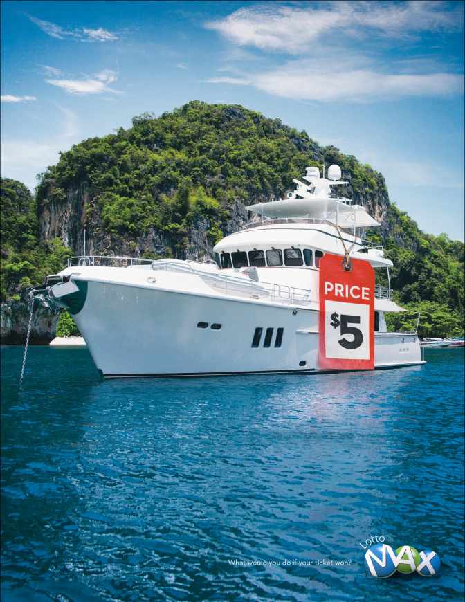 3.國外廣告創意設計欣賞游艇篇——加拿大大樂透彩票雜志平面廣告創意設計——尚略上海品牌策劃公司與上海廣告設計公司