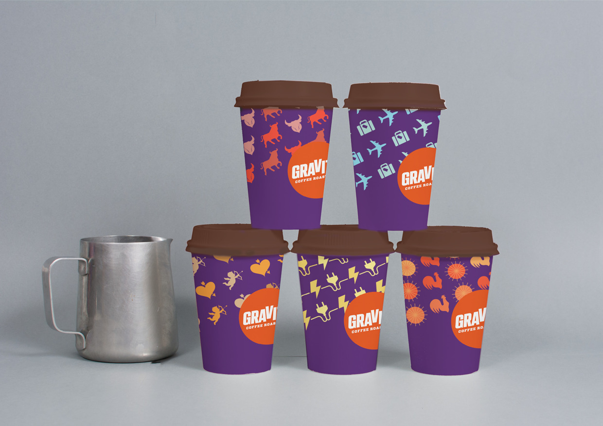 新西蘭重力咖啡漂亮的紫色包裝設(shè)計欣賞1外帶咖啡杯設(shè)計-尚略廣告包裝設(shè)計公司