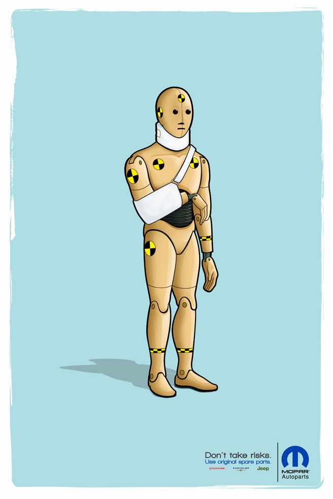 2.上海廣告設計公平面司廣告分享——Mopar 汽車配件平面廣告創意設計欣賞受傷機器人篇--尚略廣告汽配品牌策劃汽配營銷策劃公司汽配包裝設計公司