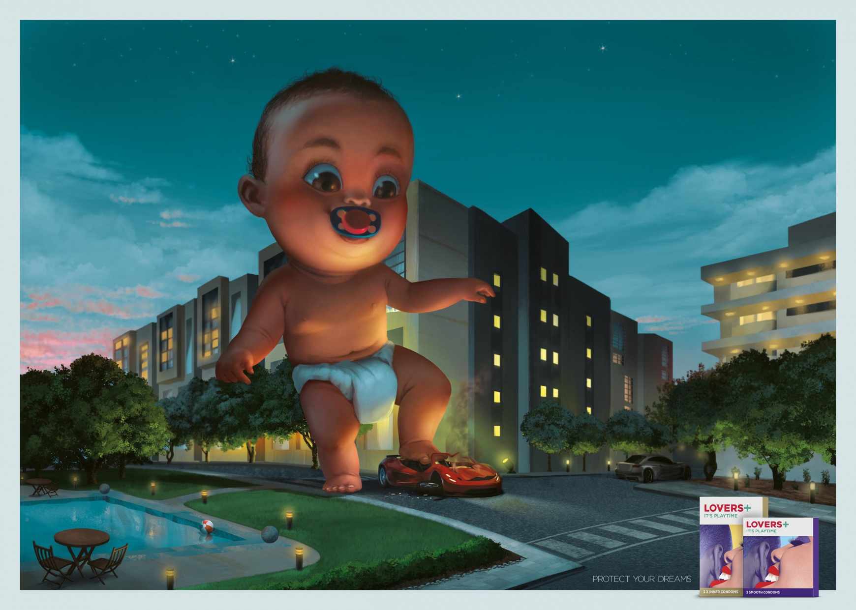 上海廣告設計公司分享Lovers Plus 安全套平面廣告設計汽車篇