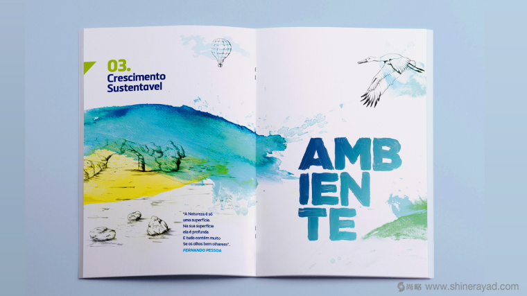 REN國際電力電網能源公司可持續發展清新水彩手繪企業宣傳畫冊設計7