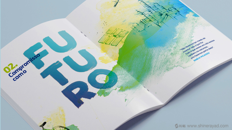 REN國際電力電網能源公司可持續發展清新水彩手繪企業宣傳畫冊設計5