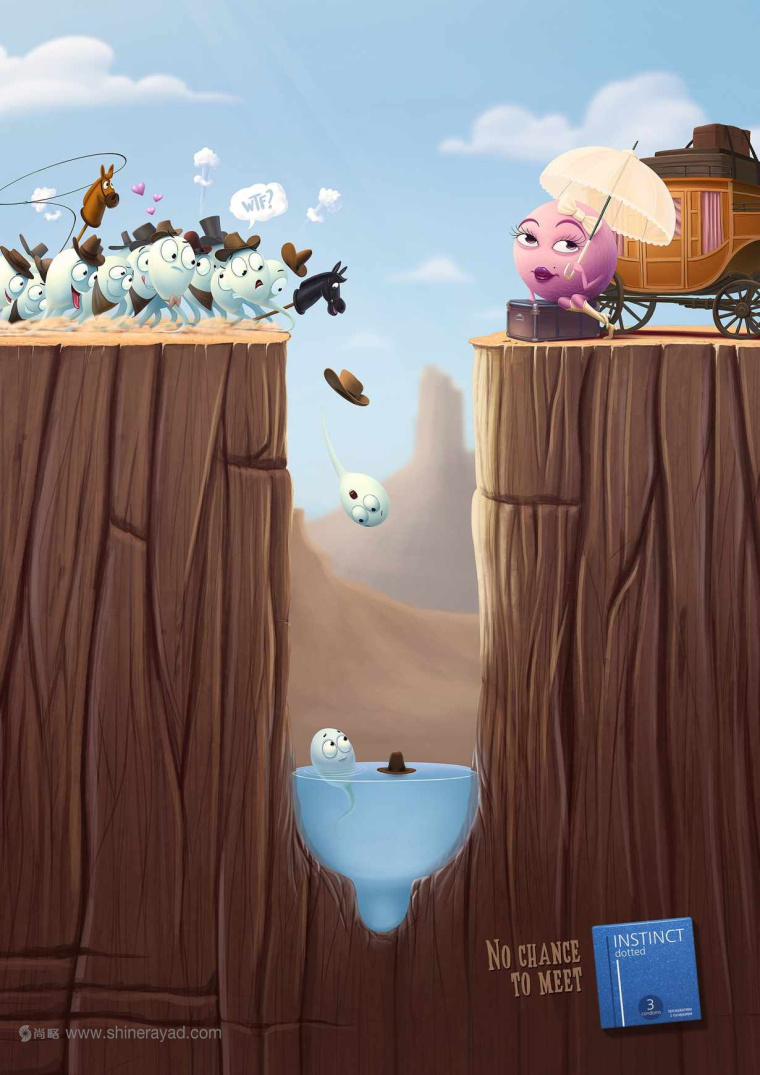 國外平面廣告佳作欣賞：nstinct 本能避孕套安全套平面創意廣告設計-牛仔篇