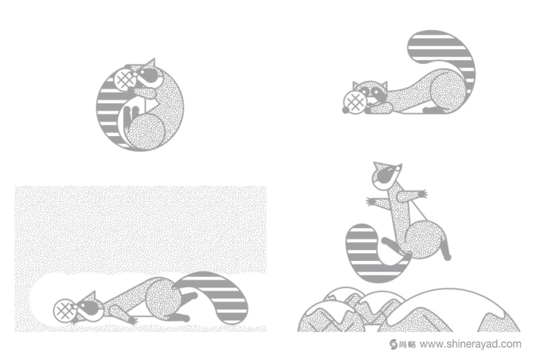 Waffee 咖啡餐飲連鎖店品牌VI視覺形象設計-浣熊插畫設計-上海餐飲VI設計公司