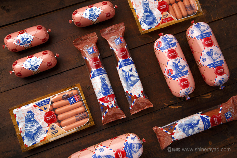 上海食品包裝設(shè)計(jì)公司設(shè)計(jì)鑒賞：俄羅斯KOJ牛肉豬肉雞肉類火腿腸盒裝包裝設(shè)計(jì)9