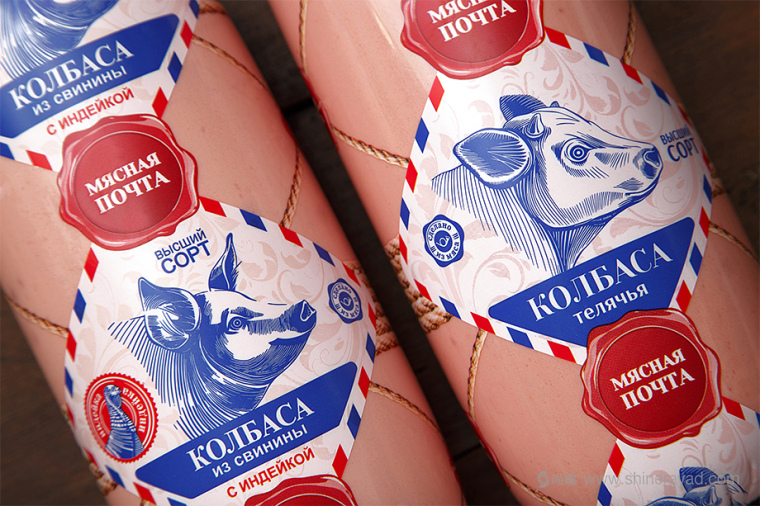 上海食品包裝設(shè)計(jì)公司設(shè)計(jì)鑒賞：俄羅斯KOJ牛肉豬肉雞肉類火腿腸包裝設(shè)計(jì)3