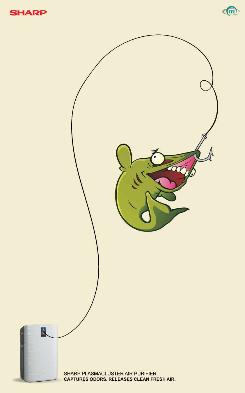 Sharp 夏普空氣濾清器平面廣告創意設計”魚篇“-尚略廣告上海廣告設計公司2