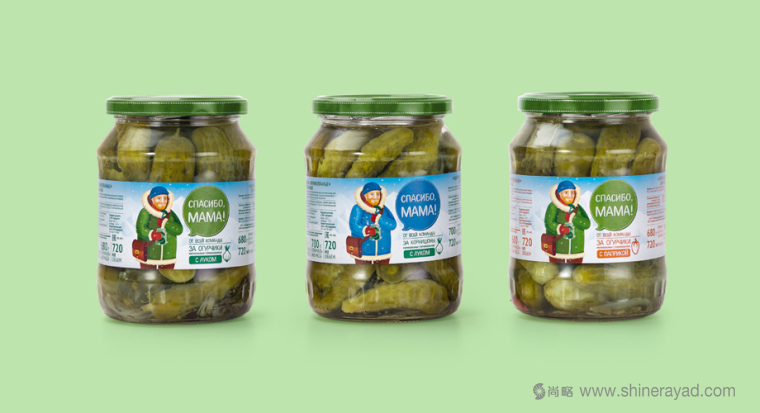 上海食品包裝設計公司分享手繪人物插圖風 мама 母親牌泡菜咸菜包裝設計-老奶奶版4