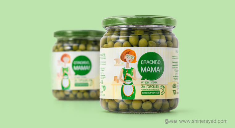 上海食品包裝設計公司分享手繪人物插圖風 мама 母親牌泡菜咸菜包裝設計-家庭主婦6