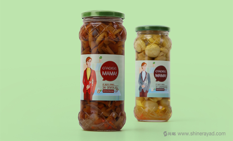 上海食品包裝設計公司分享手繪人物插圖風 мама 母親牌泡菜咸菜包裝設計-男性白領7