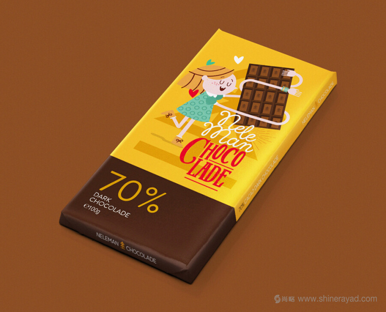 上海包裝設計公司設計欣賞：橡皮筋手臂人物插畫設計風格Neleman 巧克力包裝設計7