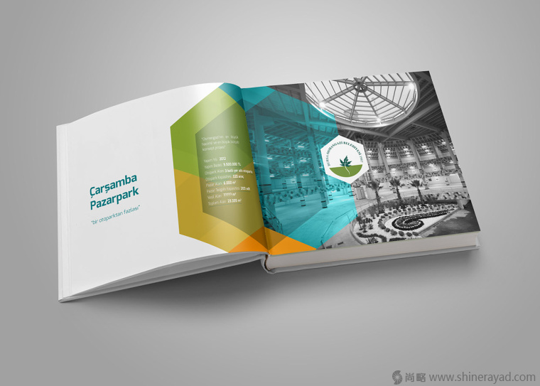 上海畫冊設計公司幾何圖形色塊畫冊設計版式欣賞--適合建筑咨詢IT科技行業和表現積極活力合作創新智慧的畫冊設計版式4