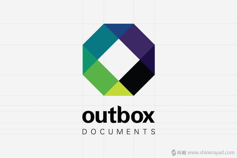 上海LOGO設(shè)計公司-Outbox 文件文檔倉儲管理公司logo設(shè)計-標志標準化網(wǎng)格制圖設(shè)計4