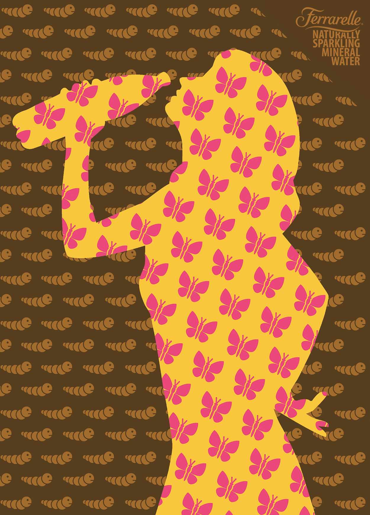 上海尚略廣告設計公司分享：Ferrarelle 礦泉水閃亮篇平面廣告創意設計1-化蝶篇