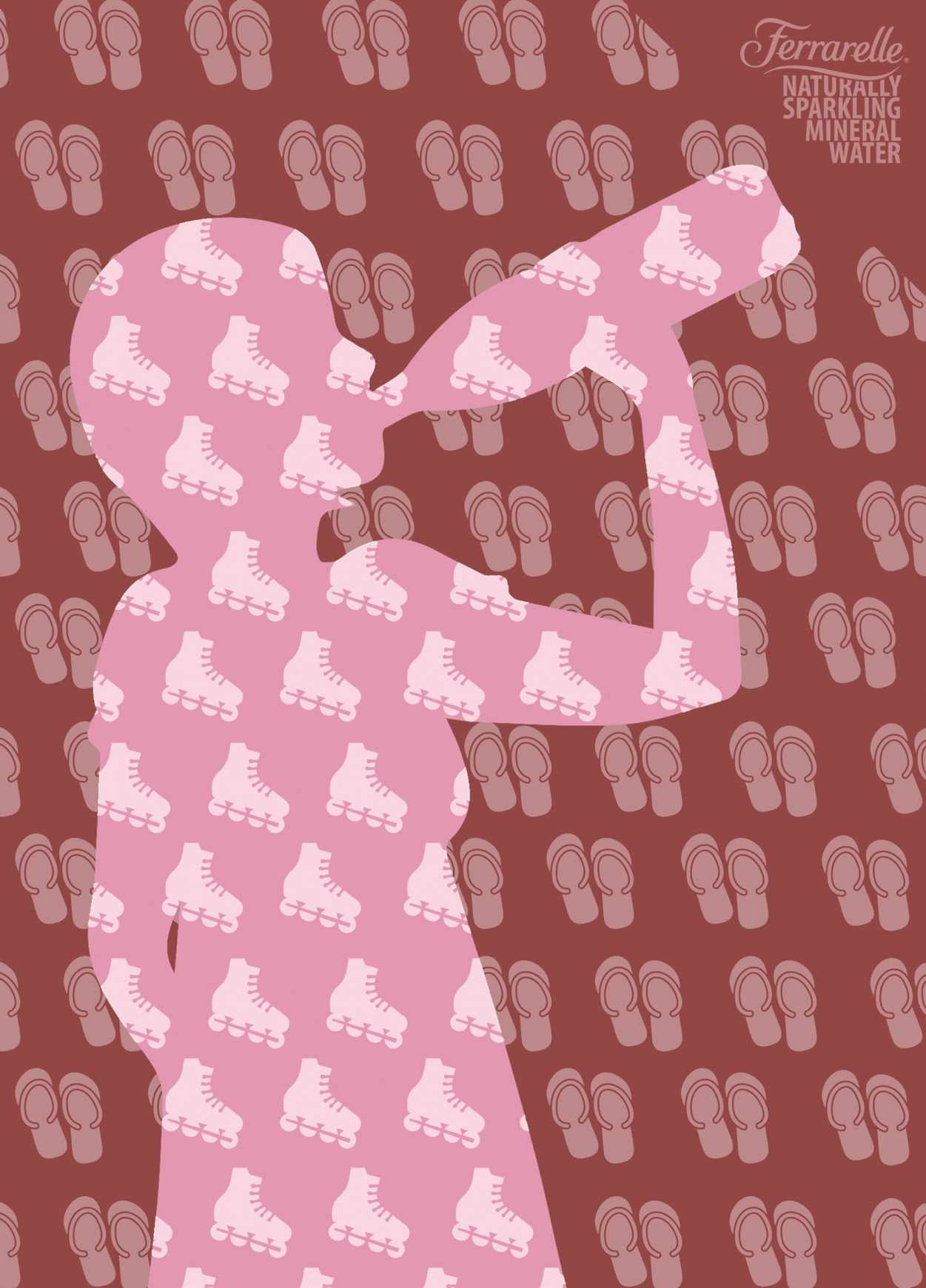 上海尚略廣告設計公司分享：Ferrarelle 礦泉水閃亮篇平面廣告創意設計4-溜冰篇