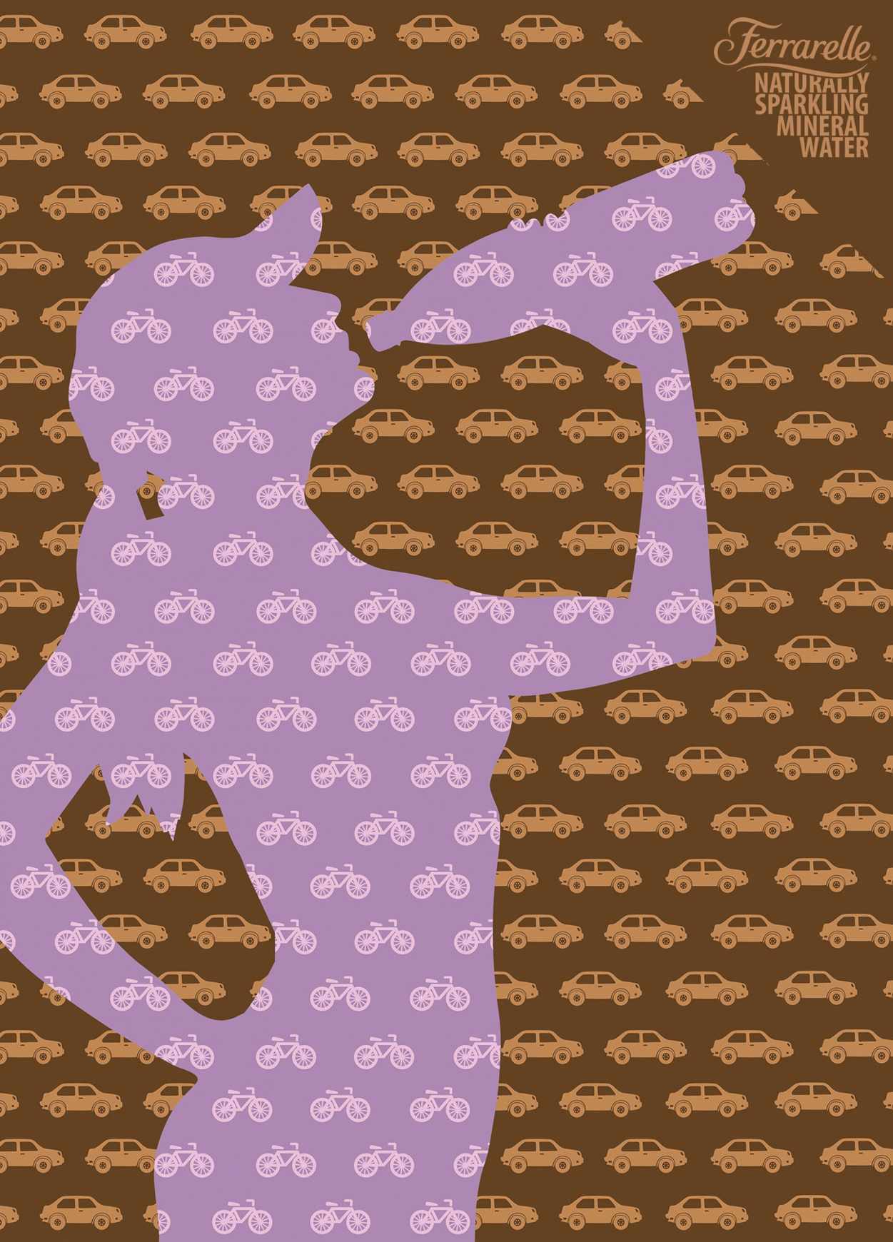 上海尚略廣告設計公司分享：Ferrarelle 礦泉水閃亮篇平面廣告創意設計7-自行車篇