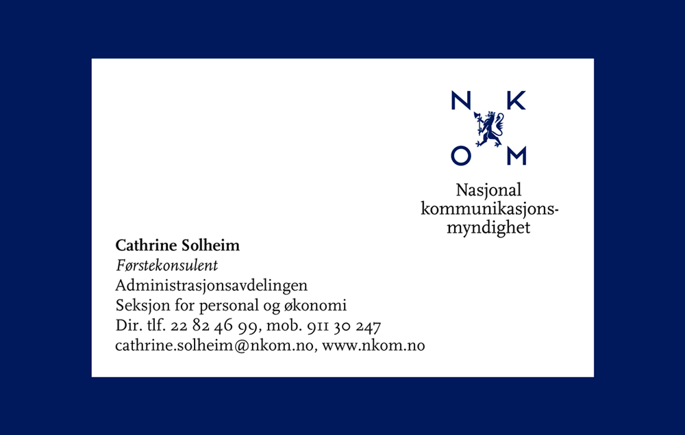 上海標志設計公司尚略廣告分享：挪威Norwegian通信管理局標志設計品牌設計4-名片設計
