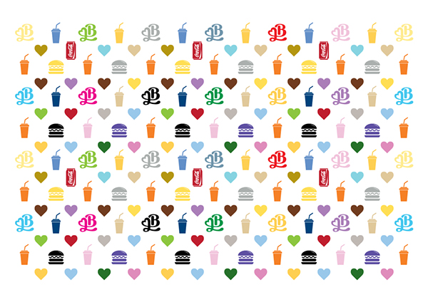 Burger&Love 漢堡快餐餐廳品牌形象設計12輔助圖形設計-品牌形象底紋設計2