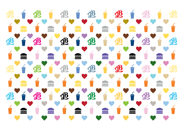 Burger&Love 漢堡快餐餐廳品牌形象設計11-輔助圖形設計-品牌形象底紋設計1