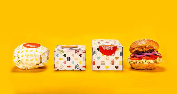 Burger&Love 漢堡快餐餐廳品牌形象設計18-漢堡薯條包裝設計