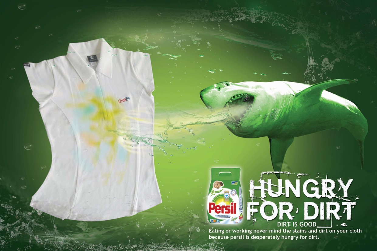 上海廣告設(shè)計公司分享：碧浪洗衣粉洗衣液鯊魚篇平面廣告創(chuàng)意設(shè)計2
