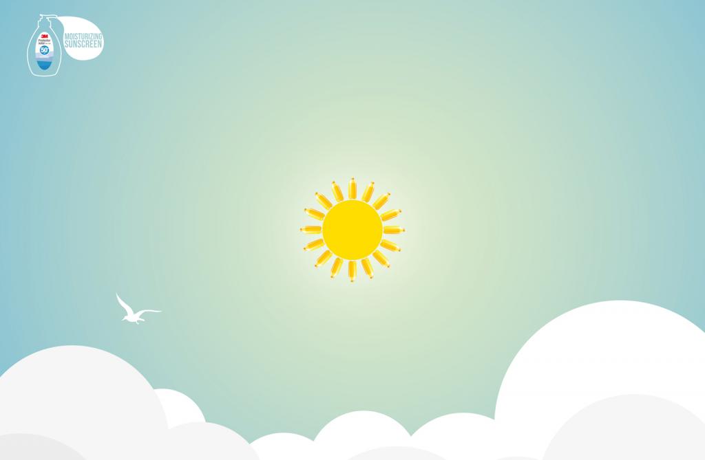 上海廣告設計公司分享：3M防曬霜太陽篇平面廣告創意設計-水篇