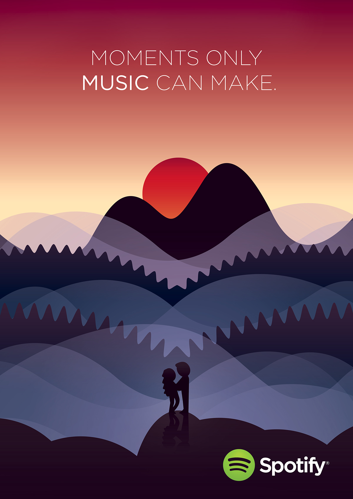 Spotify音樂網站平臺手繪矢量插畫廣告海報設計-上海廣告設計公司佳作欣賞3