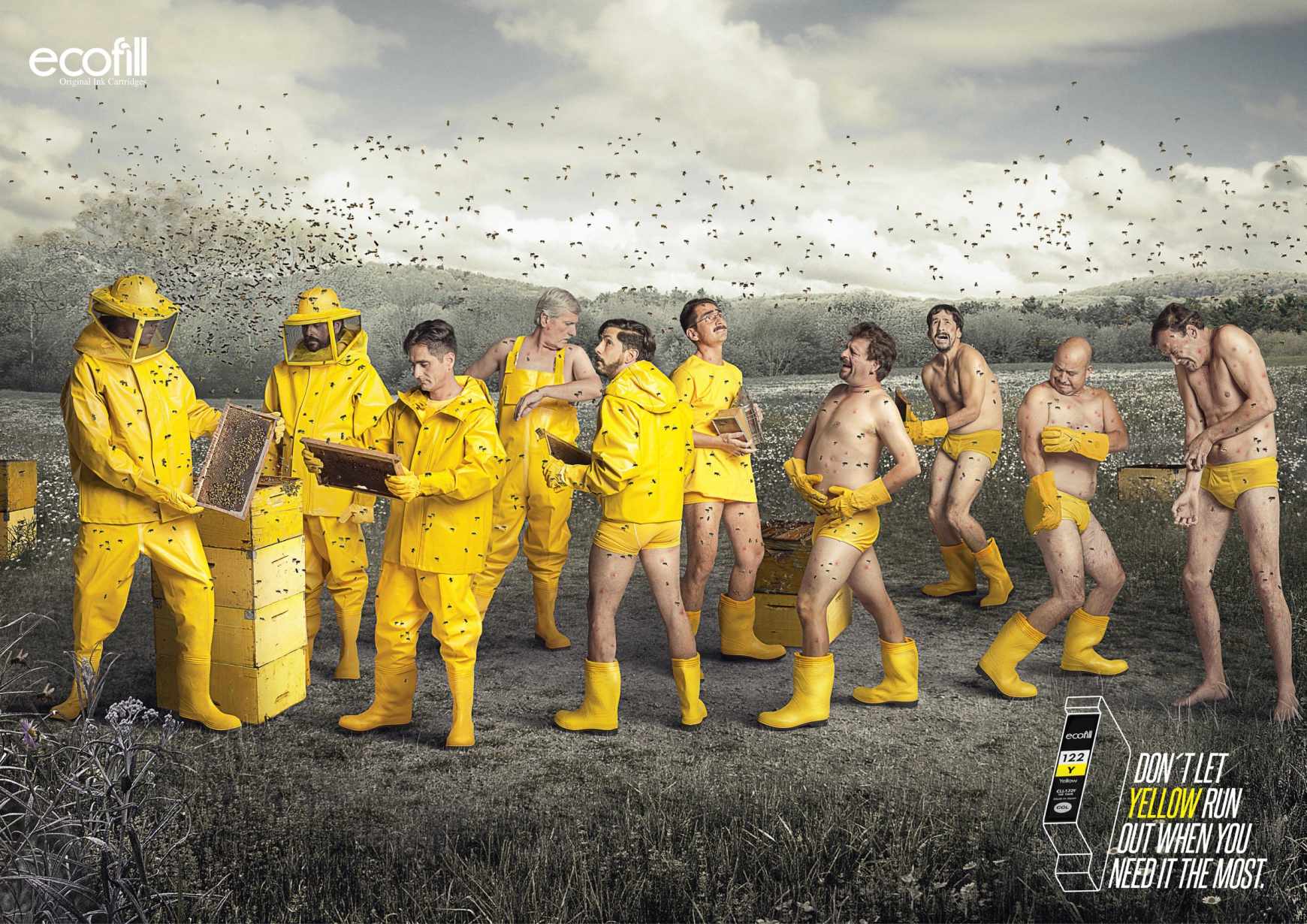 上海廣告設計公司分享：Ecofill打印機墨盒顏色篇平面廣告創意設計-黃色