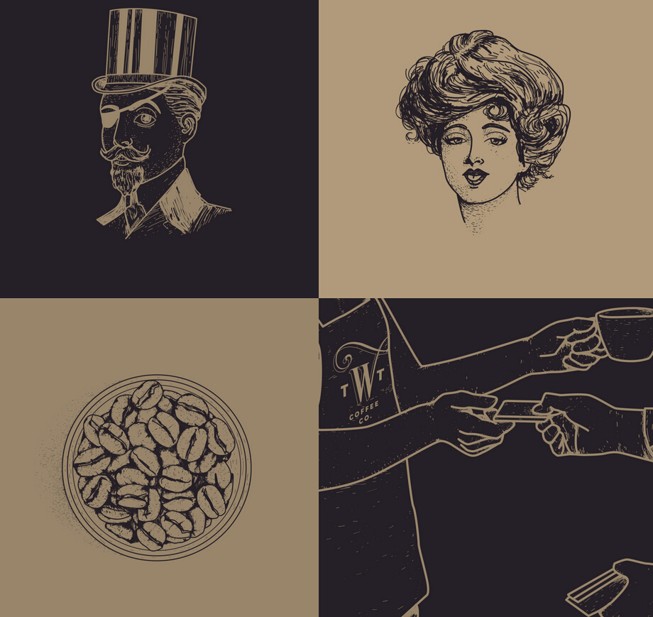 巴西Willow Tree 咖啡公司咖啡店連鎖店品牌VI形象設計5-輔助插圖設計