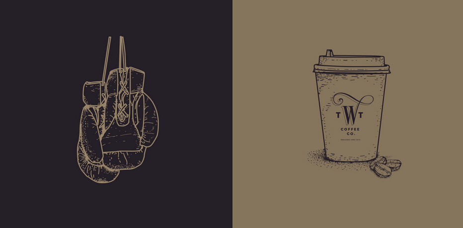 巴西Willow Tree 咖啡公司咖啡店連鎖店品牌VI形象設計8-輔助插圖設計