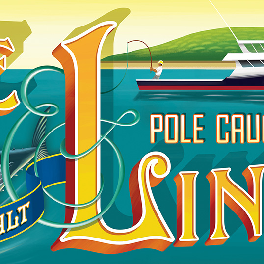 Pole & Line 金槍魚罐頭包裝設計-垂釣包裝插圖設計