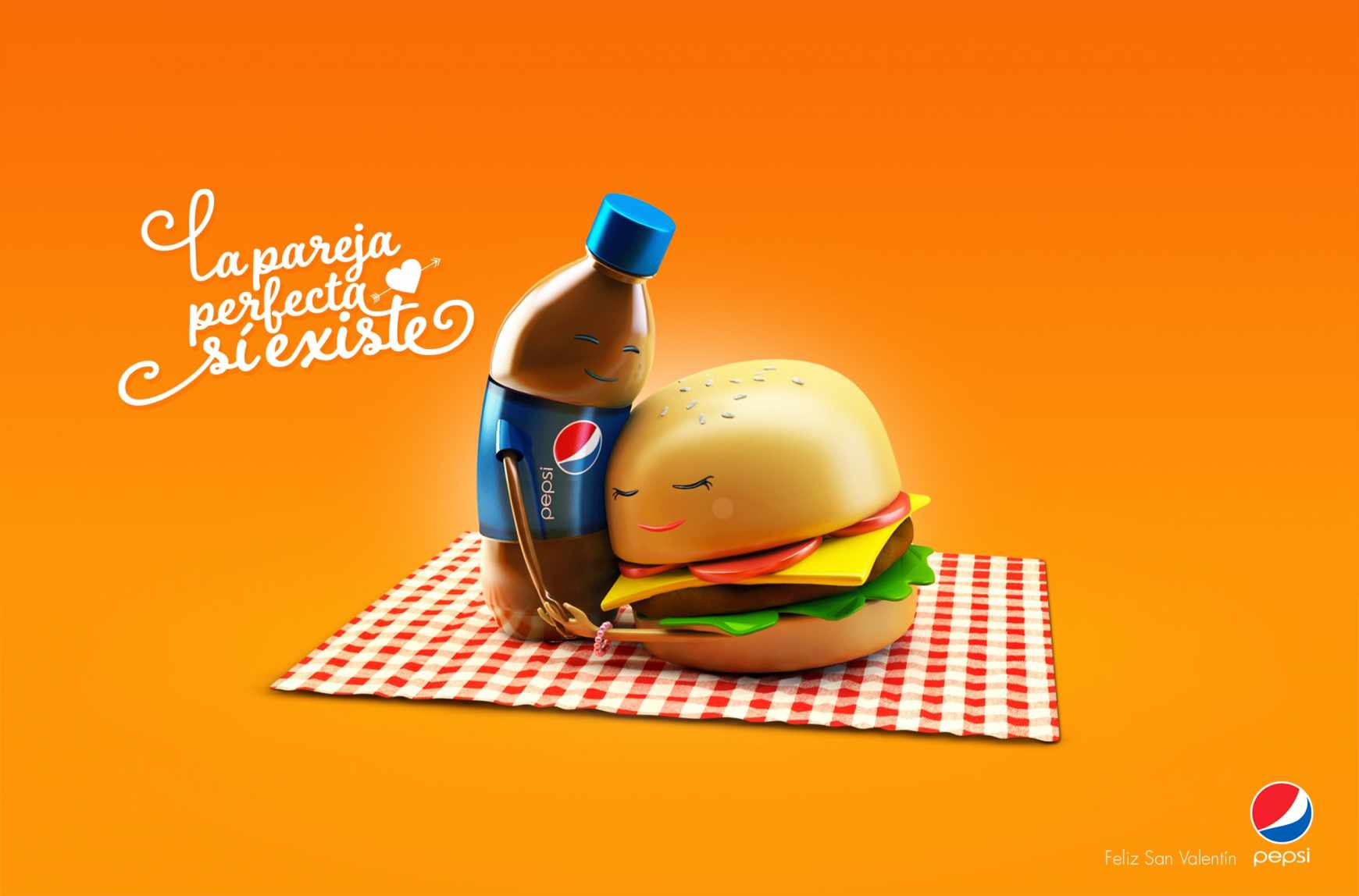 Peps百事可樂漢堡夫妻篇平面創意廣告--上海廣告設計公司廣告欣賞2