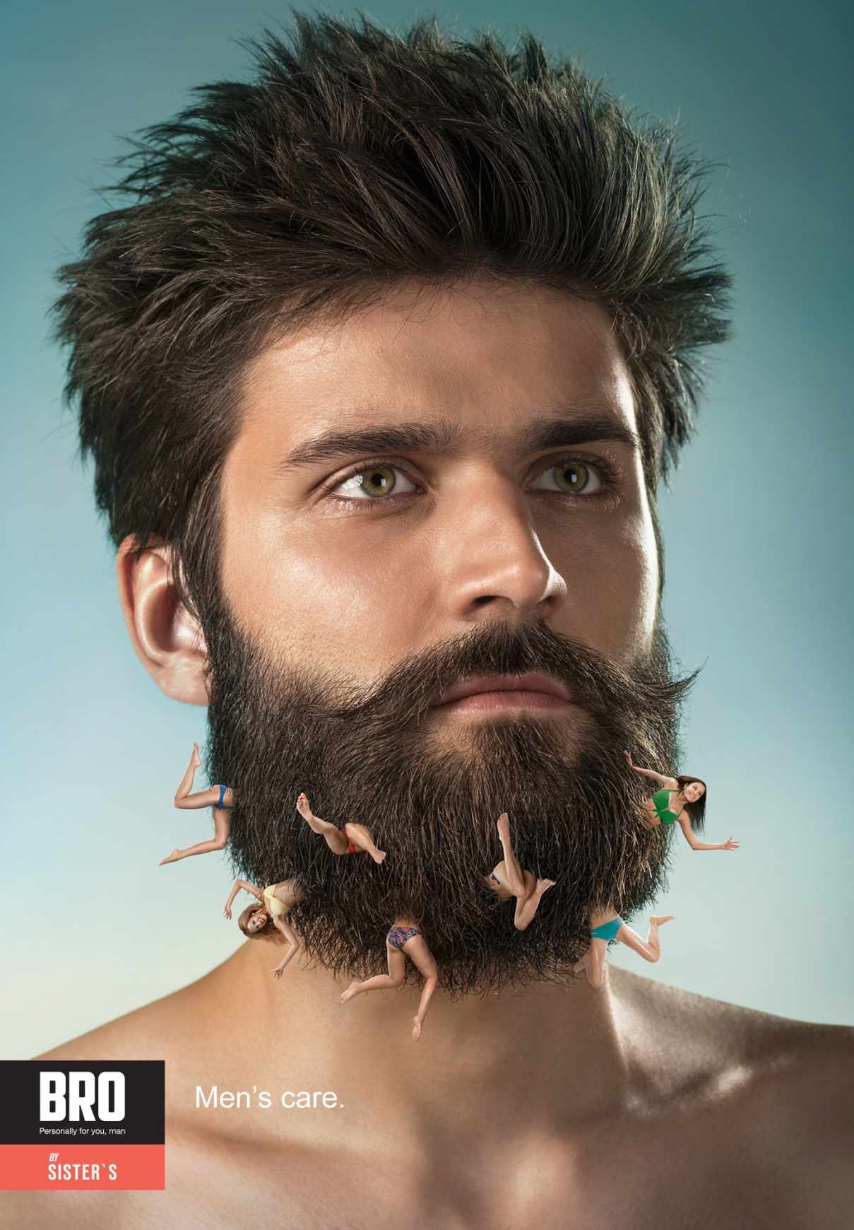 尚略上海廣告策劃公司分享：BRO 男士護(hù)膚品平面廣告創(chuàng)意設(shè)計1-胡子篇