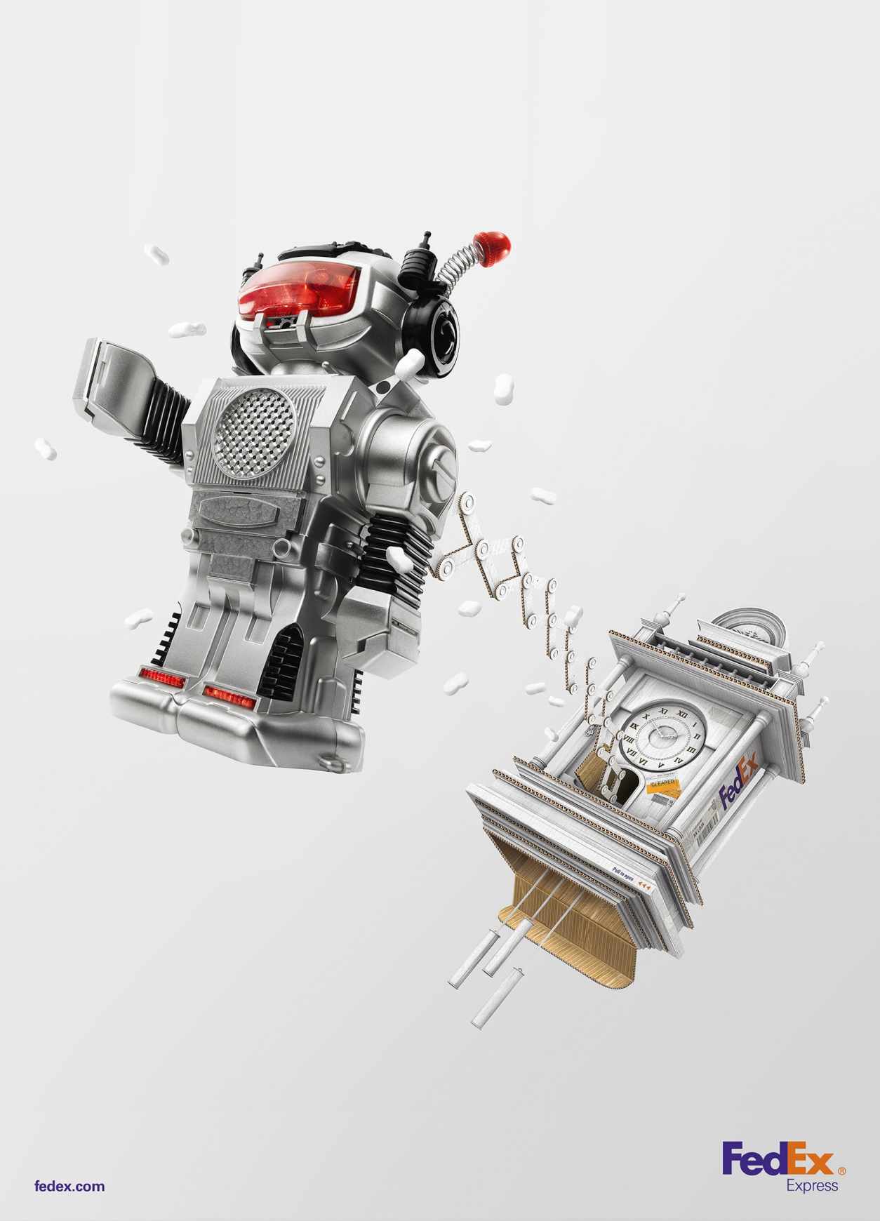 聯邦快遞FEDEX平面廣告創意設計時鐘篇-機器人