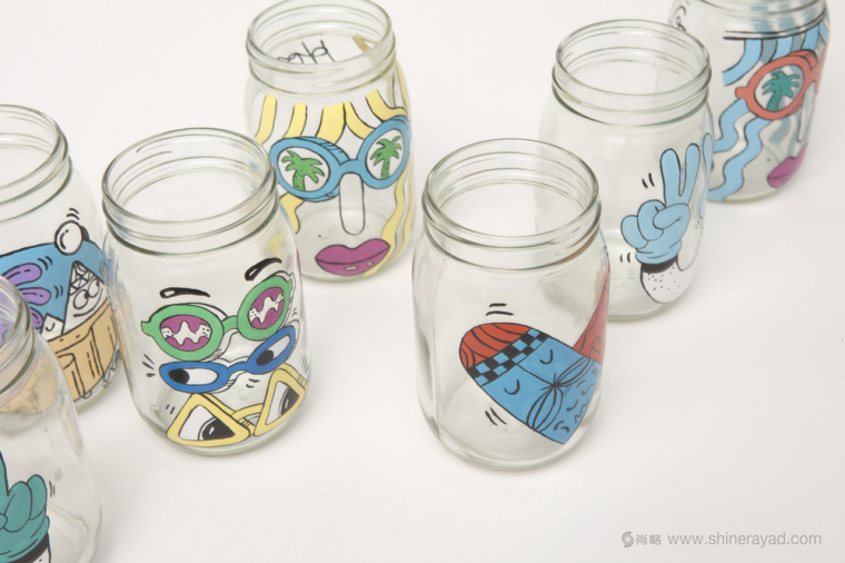 星巴克?冷咖啡茶葉手工玻璃杯插畫包裝設計-4