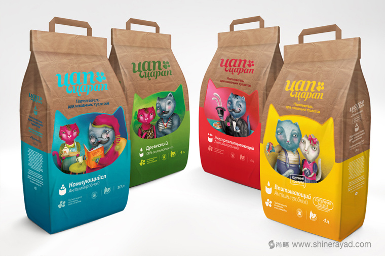 俄羅斯2Цап-Царап卡通夫妻貓貓糧寵物食品包裝設計上海包裝設計公司國外包裝設計欣賞1