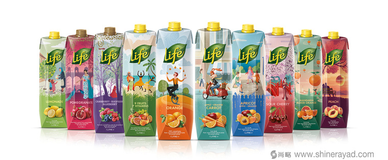 LIFE生命果汁漫畫故事版包裝設計全家福圖片
