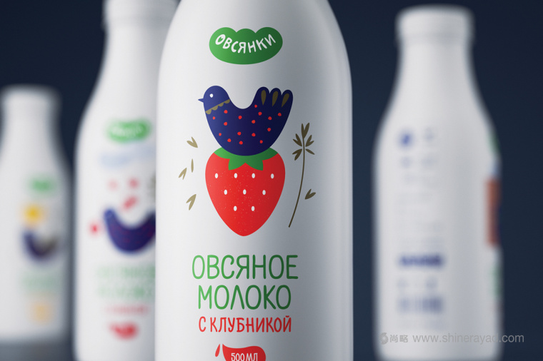 尚略上海包裝設(shè)計(jì)公司分享Овсянки 燕麥牛奶包裝設(shè)計(jì)小鳥(niǎo)插畫版特寫