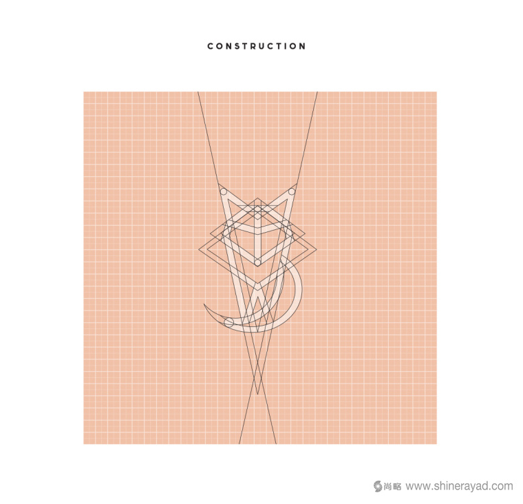 moon fox 月亮狐貍女性內衣可愛動物LOGO設計標準化坐標制圖設計2