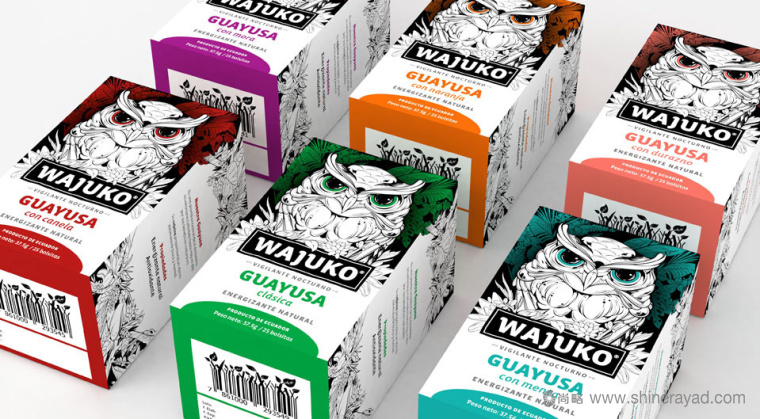 厄瓜多爾Wajuko 貓頭鷹插畫設計風格茶葉包裝設計4