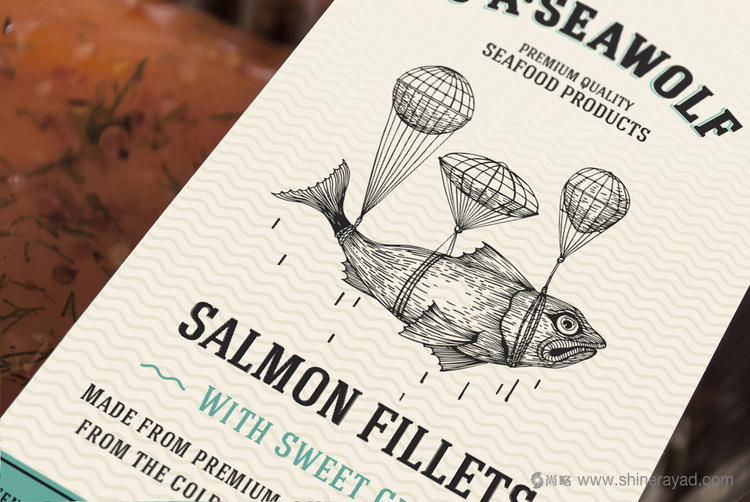 JASeawolf鮭魚片海鮮產(chǎn)品包裝設(shè)計（線條插畫風格包裝設(shè)計）1
