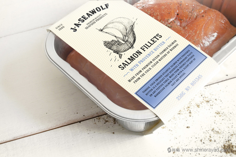 JASeawolf鮭魚片海鮮產(chǎn)品包裝設(shè)計（線條插畫風格包裝設(shè)計）3