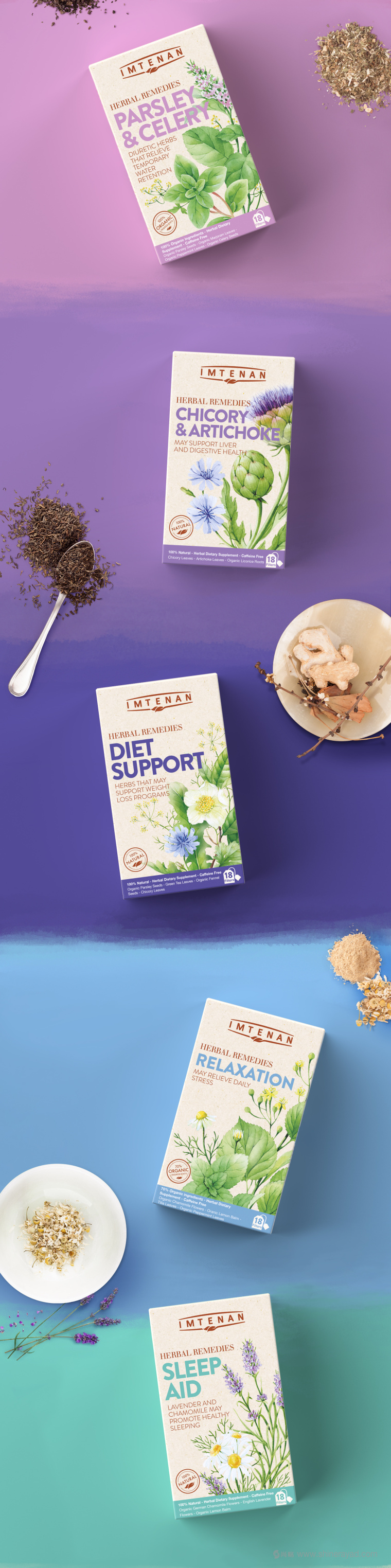 上海藥品包裝設(shè)計(jì)公司分享Imtenan草本藥品包裝設(shè)計(jì)花草植物藥物插圖設(shè)計(jì)3