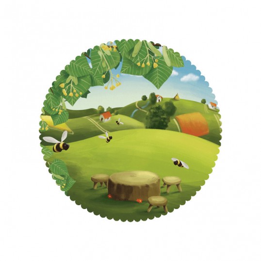 塞爾維亞Volim 蜂蜜包裝風景插畫設計-油菜蜜插畫設計4